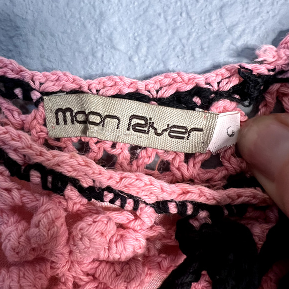 Moon River Womens Size Small Midi Dress Ruffle Crochet Flapper Tank Striped BOHO - Picture 4 of 12